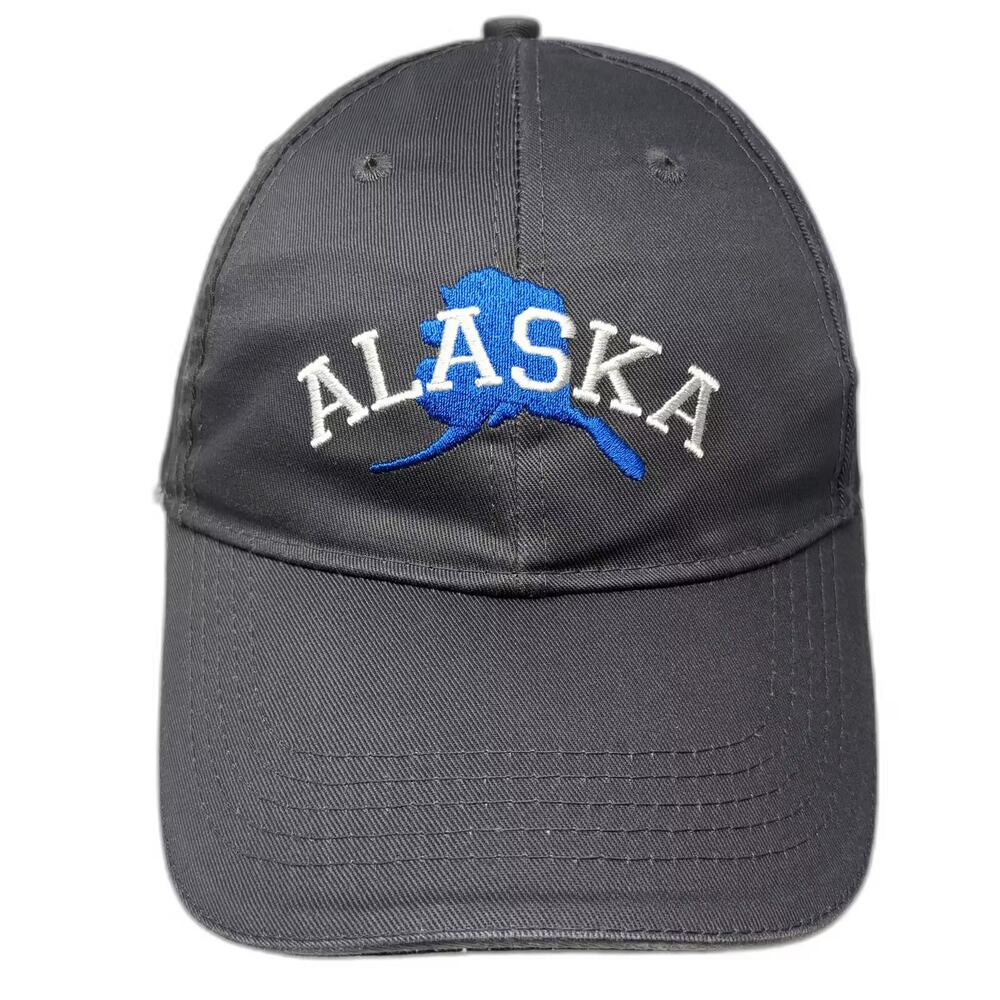 ACE USA Alaska Baseball Cap Gray Blue One Size Hat Embroidered Map Strapback